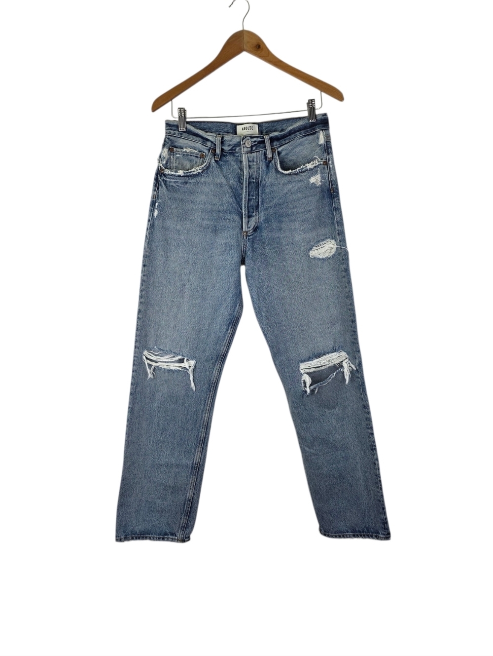 EUC AGOLDE Women's Size 27 90's Jean In Threadbare Button Fly Straight High Rise